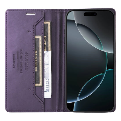 For iPhone 16 Pro GQUTROBE G01 RFID Anti-theft Leather Phone Case(Purple) - iPhone 16 Pro Cases by GQUTROBE | Online Shopping South Africa | PMC Jewellery | Buy Now Pay Later Mobicred