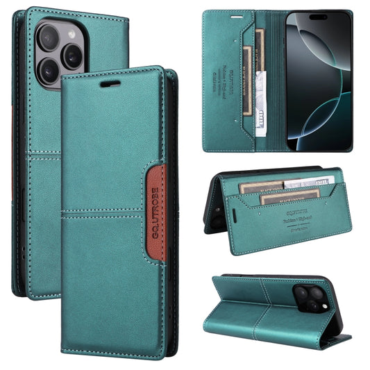 For iPhone 16 Pro GQUTROBE G01 RFID Anti-theft Leather Phone Case(Green) - iPhone 16 Pro Cases by GQUTROBE | Online Shopping South Africa | PMC Jewellery | Buy Now Pay Later Mobicred