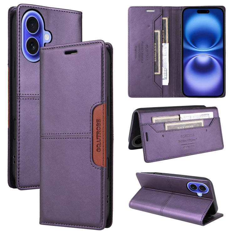 For iPhone 16 Plus GQUTROBE G01 RFID Anti-theft Leather Phone Case(Purple) - iPhone 16 Plus Cases by GQUTROBE | Online Shopping South Africa | PMC Jewellery | Buy Now Pay Later Mobicred