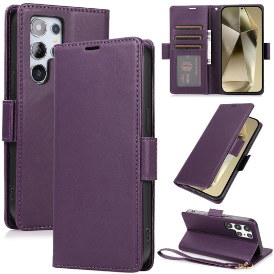 For Samsung Galaxy S25 Ultra 5G Side Buckle RFID Anti-theft Leather Phone Case(Dark Purple) - Galaxy S25 Ultra 5G Cases by PMC Jewellery | Online Shopping South Africa | PMC Jewellery | Buy Now Pay Later Mobicred