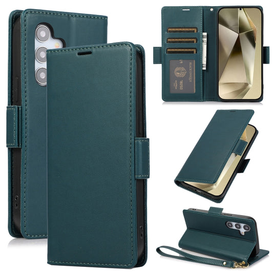 For Samsung Galaxy S25+ / S24+ 5G Side Buckle RFID Anti-theft Leather Phone Case(Green) - Galaxy S25+ 5G Cases by PMC Jewellery | Online Shopping South Africa | PMC Jewellery | Buy Now Pay Later Mobicred