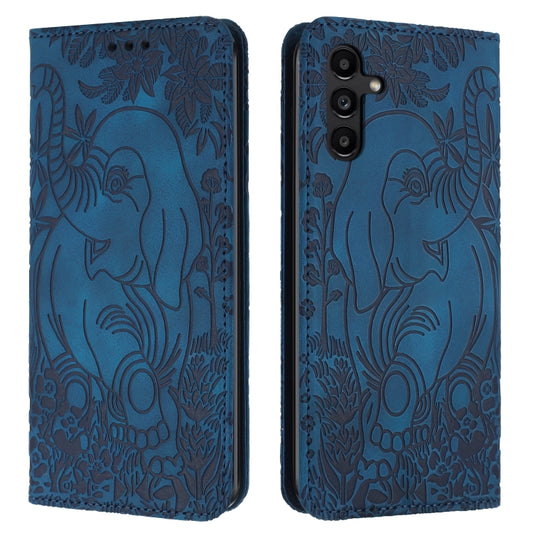 For Samsung Galaxy S25+ 5G Retro Elephant Embossed Leather Phone Case(Blue) - Galaxy S25+ 5G Cases by PMC Jewellery | Online Shopping South Africa | PMC Jewellery | Buy Now Pay Later Mobicred