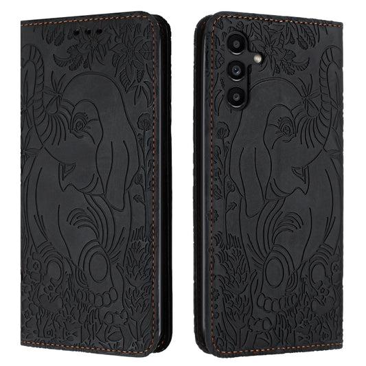 For Samsung Galaxy S25+ 5G Retro Elephant Embossed Leather Phone Case(Black) - Galaxy S25+ 5G Cases by PMC Jewellery | Online Shopping South Africa | PMC Jewellery | Buy Now Pay Later Mobicred