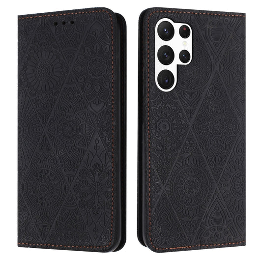 For Samsung Galaxy S25 Ultra 5G Ethnic Embossed Adsorption Leather Phone Case(Black) - Galaxy S25 Ultra 5G Cases by PMC Jewellery | Online Shopping South Africa | PMC Jewellery | Buy Now Pay Later Mobicred