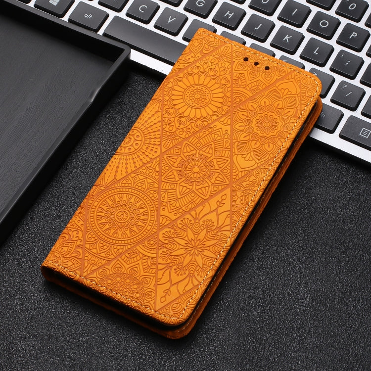 For Samsung Galaxy S25+ 5G Ethnic Embossed Adsorption Leather Phone Case(Yellow) - Galaxy S25+ 5G Cases by PMC Jewellery | Online Shopping South Africa | PMC Jewellery | Buy Now Pay Later Mobicred