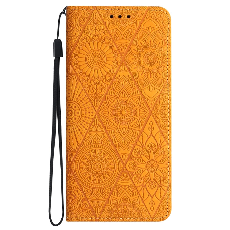 For Samsung Galaxy S25+ 5G Ethnic Embossed Adsorption Leather Phone Case(Yellow) - Galaxy S25+ 5G Cases by PMC Jewellery | Online Shopping South Africa | PMC Jewellery | Buy Now Pay Later Mobicred