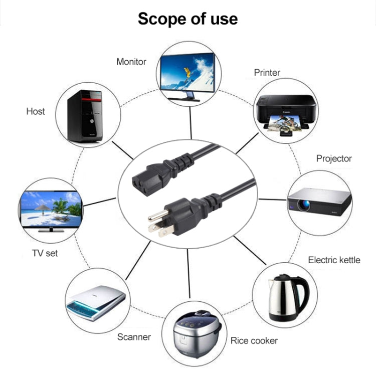 US Plug Computer PC Power Cord 3 Pin Cable, Length:5m(Black) - Power Cord by PMC TechLife | Online Shopping South Africa | PMC TechLife | Buy Now Pay Later Mobicred