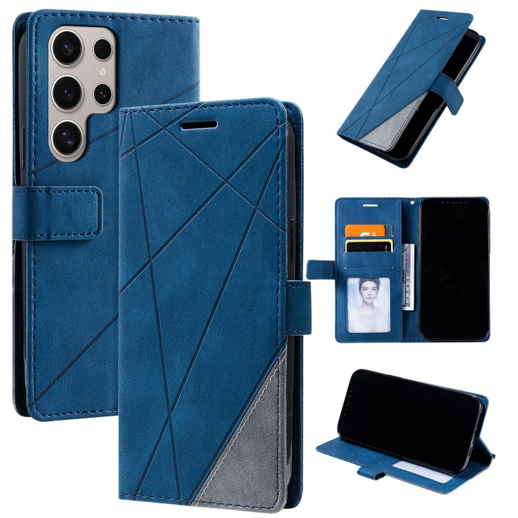 For Samsung Galaxy S25 Ultra 5G Skin Feel Splicing Leather Phone Case(Blue) - free shipping - PMC Jewellery - Order now!