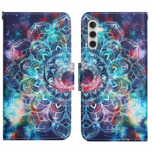 For Samsung Galaxy S25 5G Colored Drawing Pattern Leather Phone Case(Star Mandala) - Galaxy S25 5G Cases by PMC Jewellery | Online Shopping South Africa | PMC Jewellery | Buy Now Pay Later Mobicred