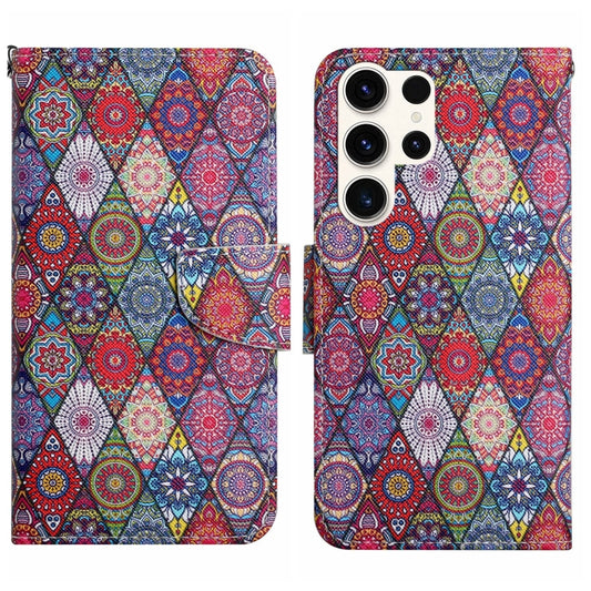 For Samsung Galaxy S25 Ultra 5G Colored Drawing Pattern Leather Phone Case(Diamond Kaleidoscope) - Galaxy S25 Ultra 5G Cases by PMC Jewellery | Online Shopping South Africa | PMC Jewellery | Buy Now Pay Later Mobicred