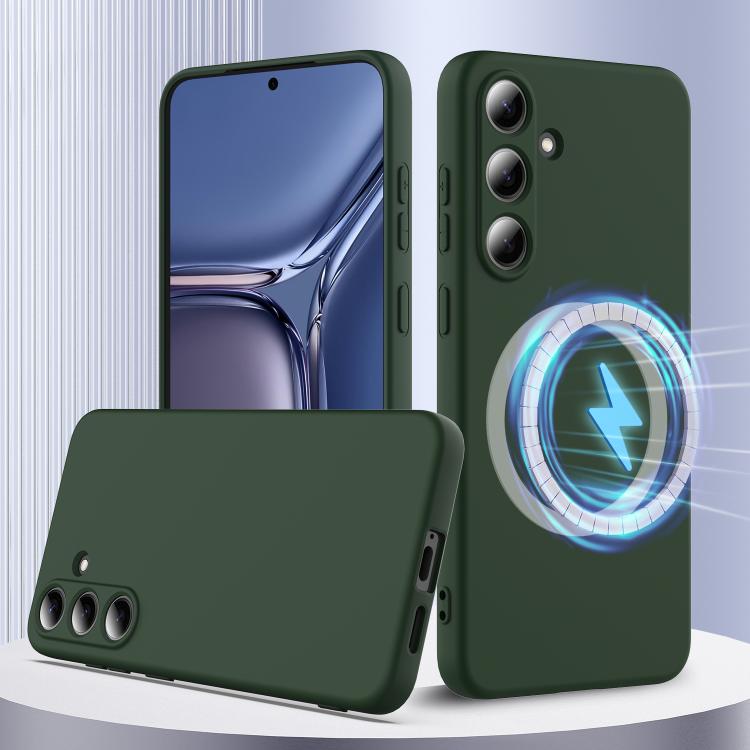 For Samsung Galaxy S25 5G Shockproof Silicone Magsafe Phone Case(Dark Green) - Galaxy S25 5G Cases by PMC Jewellery | Online Shopping South Africa | PMC Jewellery | Buy Now Pay Later Mobicred
