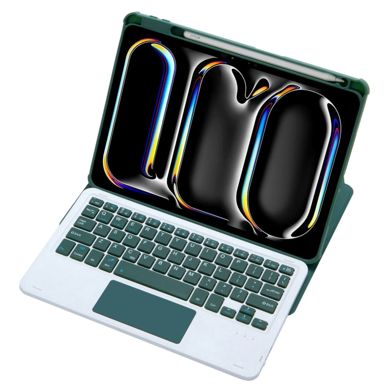 For iPad Pro 11 2024 L13-A 360 Rotation Acrylic Transparent Bluetooth Keyboard Leather Case With Touch Control(Green) - For iPad Pro by PMC Jewellery | Online Shopping South Africa | PMC Jewellery | Buy Now Pay Later Mobicred