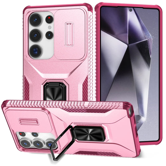 For Samsung Galaxy S25 Ultra 5G Sliding Camshield Holder Phone Case(Pink + Rose Red) - Galaxy S25 Ultra 5G Cases by PMC Jewellery | Online Shopping South Africa | PMC Jewellery | Buy Now Pay Later Mobicred