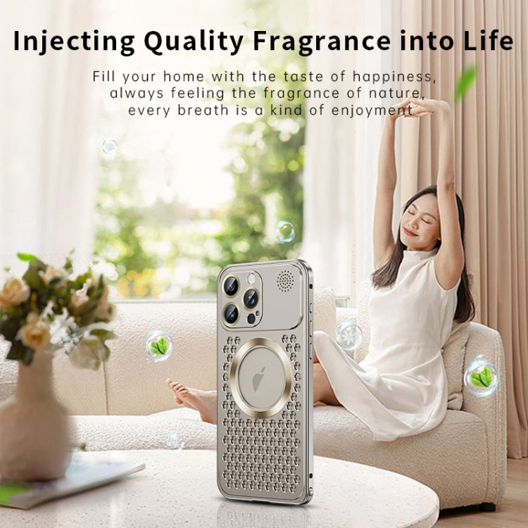 For iPhone 16 Spring Buckle MagSafe Magnetic Metal Aromatherapy Phone Case(Blue) - free shipping - PMc TechLife - Order now!