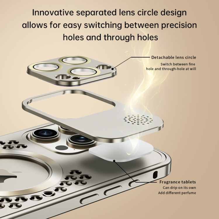 For iPhone 16 Pro Max Spring Buckle MagSafe Magnetic Metal Aromatherapy Phone Case(Blue) - free shipping - PMc TechLife - Order now!