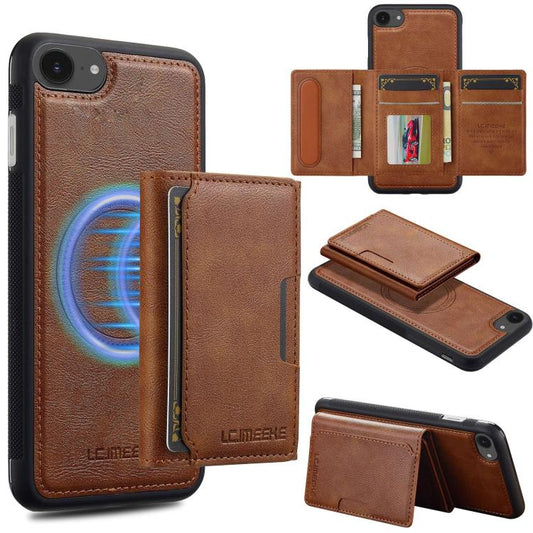 For iPhone 16e LC.IMEEKE L5 Series Detachable RFID Card Bag Magsafe Phone Case(Brown) - iPhone 16e Cases by LC.IMEEKE | Online Shopping South Africa | PMC Jewellery | Buy Now Pay Later Mobicred