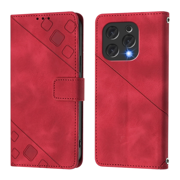 For Doogee N55 Plus Skin-feel Embossed Leather Phone Case(Red) - Doogee Cases by PMC TechLife | Online Shopping South Africa | PMC TechLife | Buy Now Pay Later Mobicred