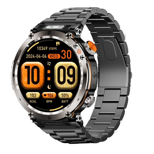 HT30 1.7 inch IP68 Waterproof Steel Band Smart Watch, Support Flashlight / Banknote Detector Light / Compass(Black) - Smart Wristbands by PMC Jewellery | Online Shopping South Africa | PMC Jewellery | Buy Now Pay Later Mobicred