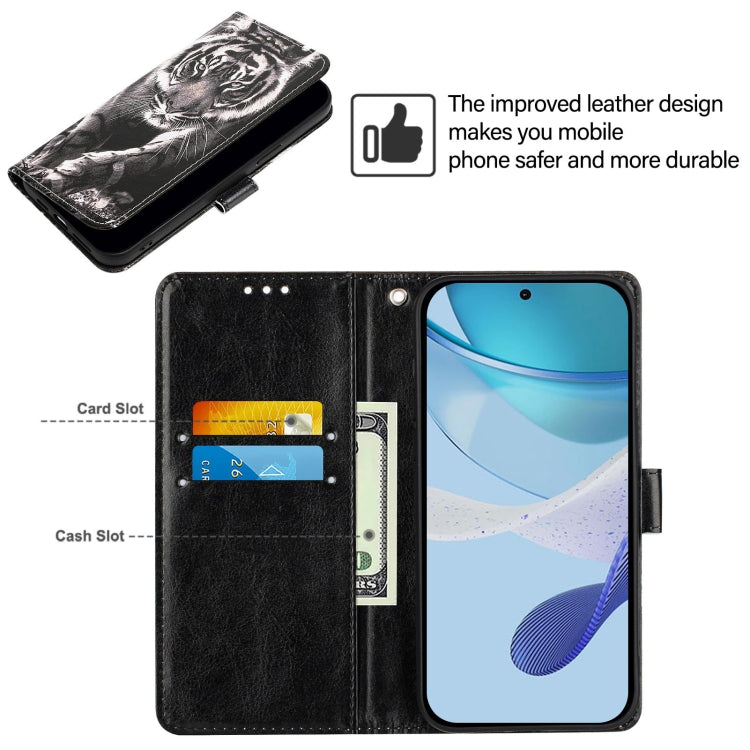 For Doogee N55 Plus Colored Drawing Pattern Plain Weave Leather Phone Case(Black And White Tiger) - free shipping - PMC TechLife - Order now!