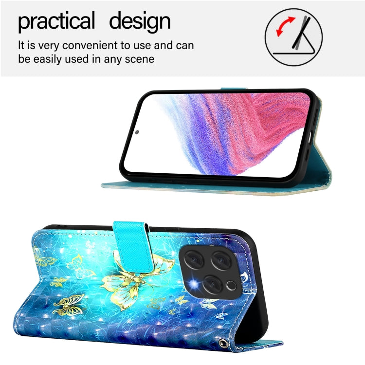 For Doogee N55 Plus 3D Painting Horizontal Flip Leather Phone Case(Golden Butterfly) - More Brand by PMC TechLife | Online Shopping South Africa | PMC TechLife | Buy Now Pay Later Mobicred