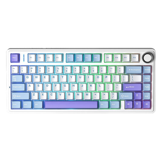 AULA F75 80 Keys Wired/2.4G/Bluetooth Three Model Customized RGB Mechanical Keyboard(White Blue Purple) - Wireless Keyboard by AULA | Online Shopping South Africa | PMC Jewellery | Buy Now Pay Later Mobicred