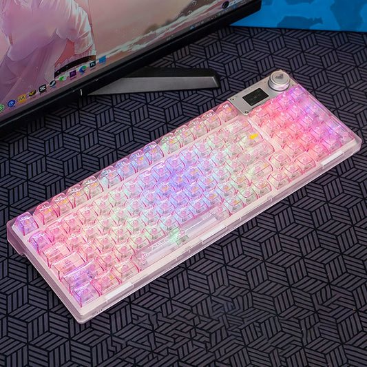 AULA F98 Pro 99 Keys Wired/2.4G/Bluetooth Three Model RGB Mechanical Keyboard, Shaft:Ice Soul Shaft(Transparent Pink) - Wireless Keyboard by AULA | Online Shopping South Africa | PMC Jewellery | Buy Now Pay Later Mobicred