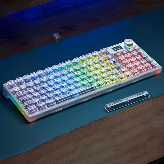 AULA F98 Pro 99 Keys Wired/2.4G/Bluetooth Three Model RGB Mechanical Keyboard, Shaft:Ice Soul Shaft(Transparent White) - Wireless Keyboard by AULA | Online Shopping South Africa | PMC Jewellery | Buy Now Pay Later Mobicred