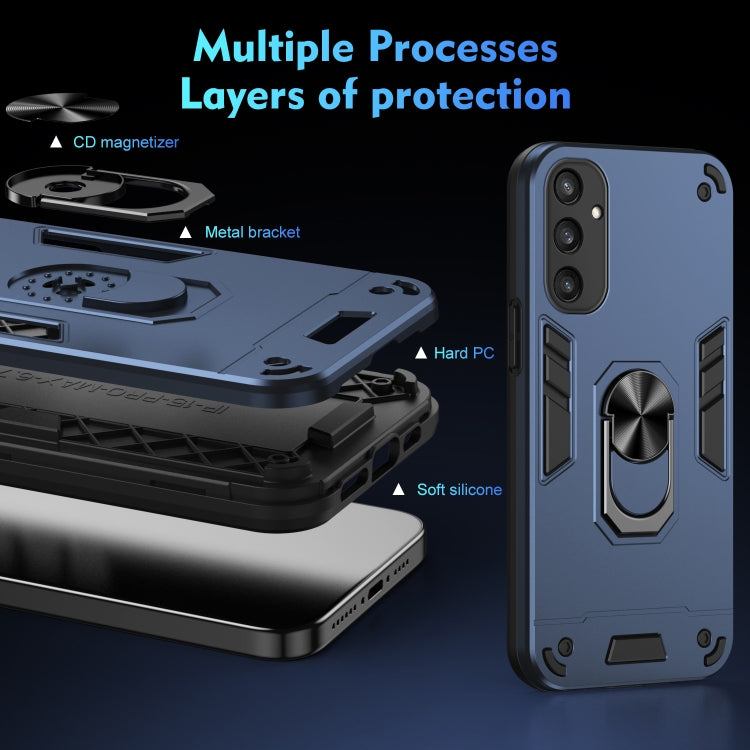 For Samsung Galaxy S25 5G Shockproof Metal Ring Holder Phone Case(Blue) - Galaxy S25 5G Cases by PMC Jewellery | Online Shopping South Africa | PMC Jewellery | Buy Now Pay Later Mobicred