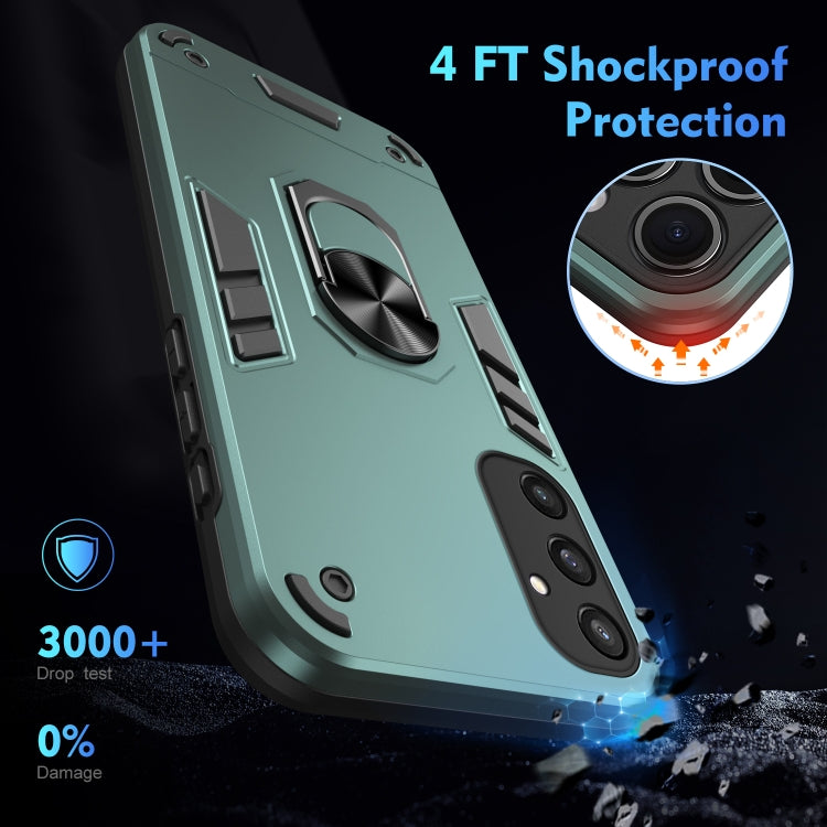 For Samsung Galaxy S25 5G Shockproof Metal Ring Holder Phone Case(Green) - Galaxy S25 5G Cases by PMC Jewellery | Online Shopping South Africa | PMC Jewellery | Buy Now Pay Later Mobicred