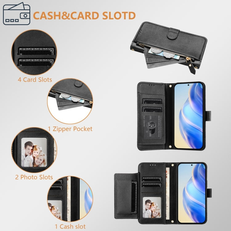 For Doogee N55 Plus Multi-Card Slots Zipper Wallet Leather Phone Case(Black) - Doogee Cases by PMC TechLife | Online Shopping South Africa | PMC TechLife | Buy Now Pay Later Mobicred
