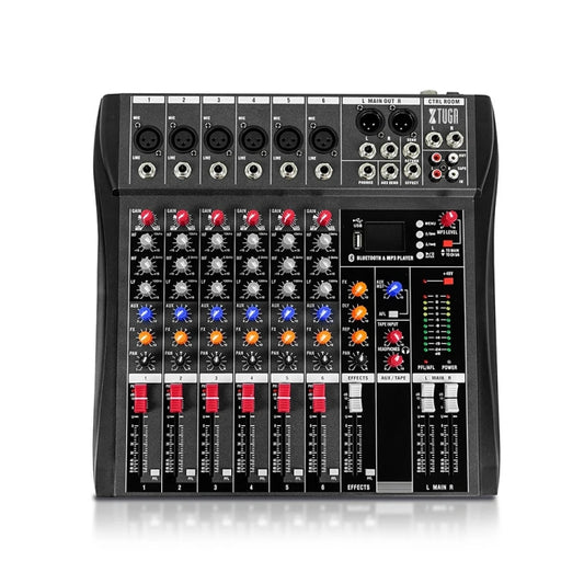 XTUGA CT60X 6-Channels Audio Mixer DJ Mixing Console with 48V Power Supply(UK Plug) - Live Sound Effects Processors by XTUGA | Online Shopping South Africa | PMC Jewellery | Buy Now Pay Later Mobicred