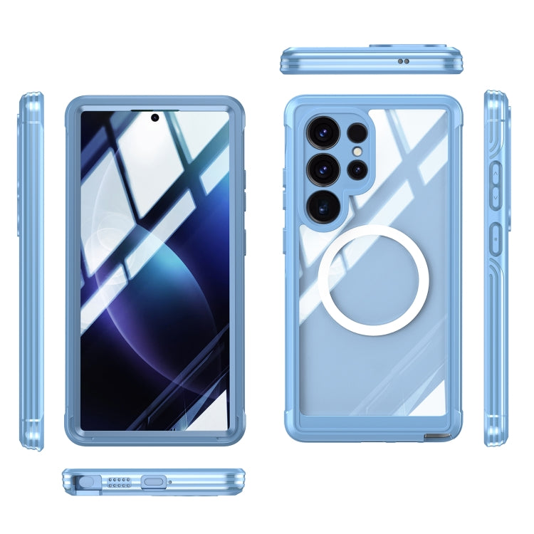 For Samsung Galaxy S25 Ultra 5G Tempered Glass MagSafe Phone Case(Sky Blue) - Galaxy S25 Ultra 5G Cases by PMC Jewellery | Online Shopping South Africa | PMC Jewellery | Buy Now Pay Later Mobicred