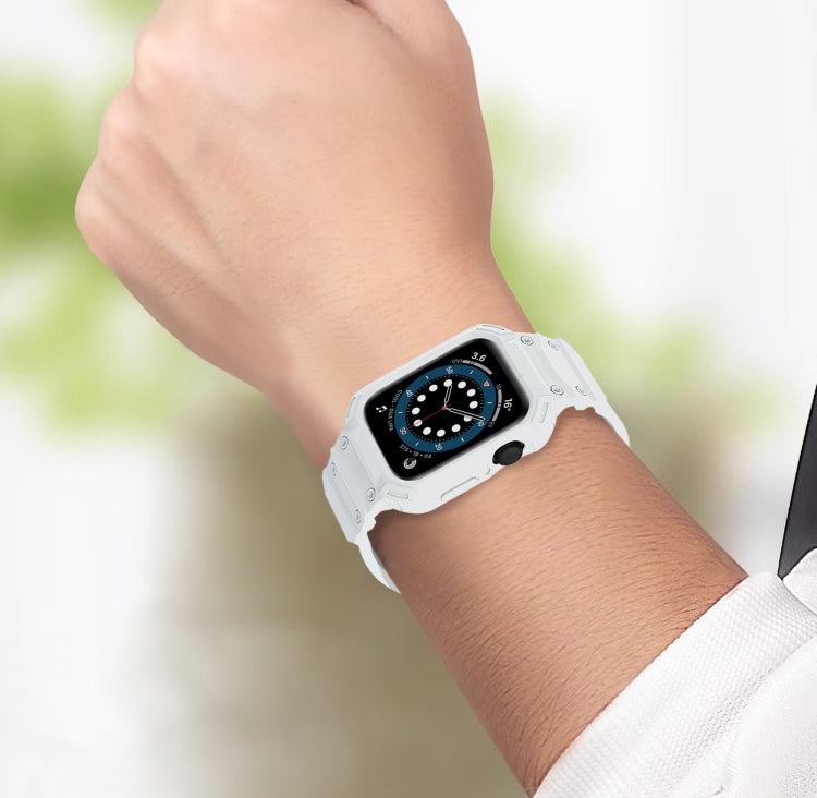 For Apple Watch Series 10 42mm Armor TPU Case Integrated Watch Band(White) - Watch Cases by PMC Jewellery | Online Shopping South Africa | PMC Jewellery | Buy Now Pay Later Mobicred