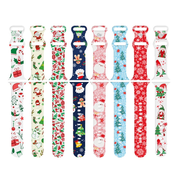 For Apple Watch 46mm / 49mm / 45mm / 44mm Christmas Pattern Silicone Watch Band(Christmas Tree Blue) - free shipping - PMc TechLife - Order now!