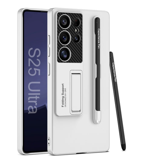 For Samsung Galaxy S25 Ultra 5G GKK Ultra-thin Holder Phone Case with Pen Slots & Stylus Pen(Silver) - Galaxy S25 Ultra 5G Cases by GKK | Online Shopping South Africa | PMC Jewellery | Buy Now Pay Later Mobicred