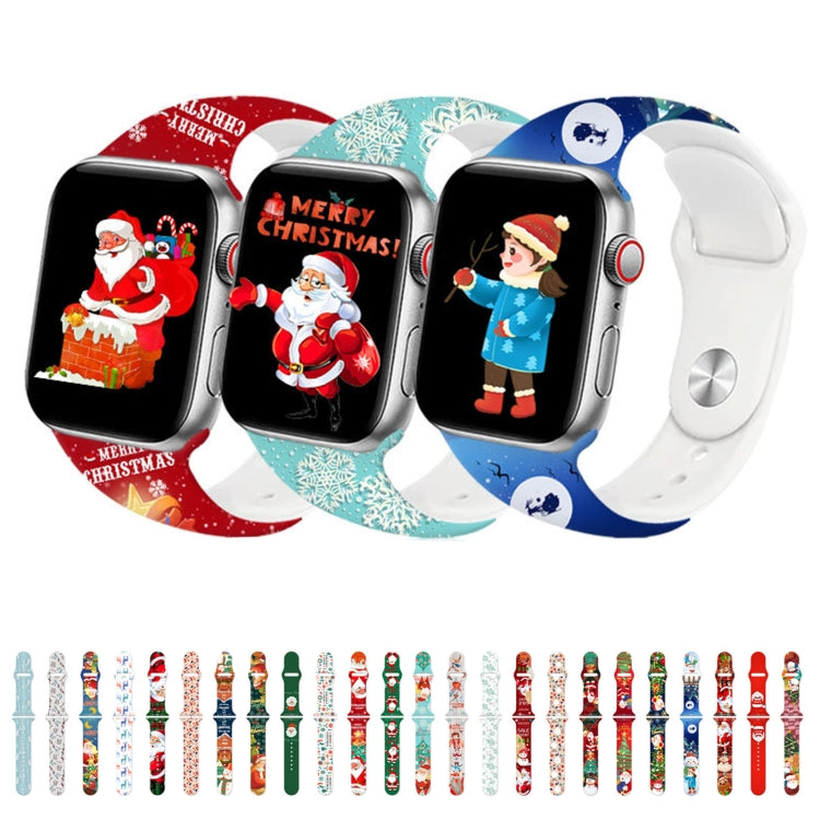 For Apple Watch 42mm / 41mm / 40mm / 38mm Christmas Pattern Reverse Buckle Silicone Watch Band(Squirrel) - free shipping - PMc TechLife - Order now!