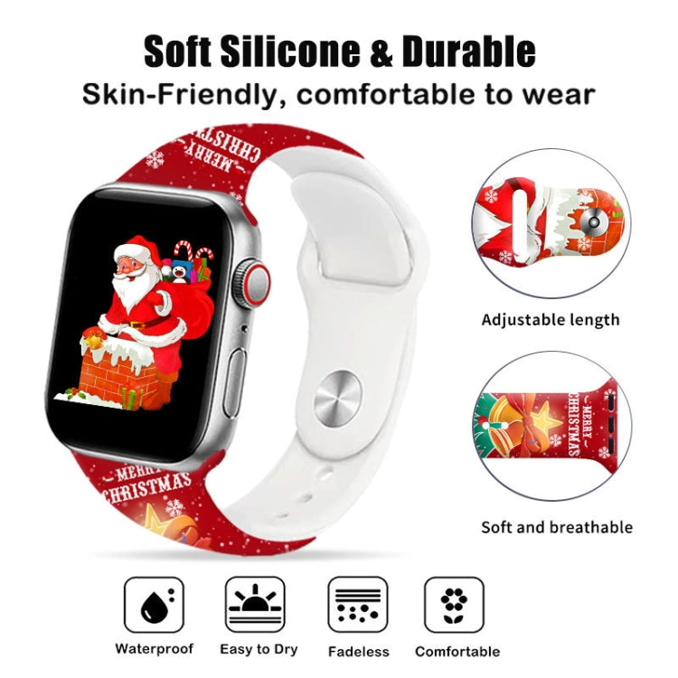 For Apple Watch 46mm / 49mm / 45mm / 44mm Christmas Pattern Reverse Buckle Silicone Watch Band(Deers) - free shipping - PMc TechLife - Order now!