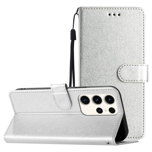 For Samsung Galaxy S25 Ultra 5G Silk Texture Horizontal Flip Leather Phone Case(Silver) - Galaxy S25 Ultra 5G Cases by PMC Jewellery | Online Shopping South Africa | PMC Jewellery | Buy Now Pay Later Mobicred