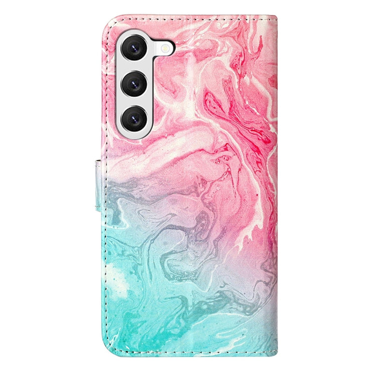 For Samsung Galaxy S25 5G Colored Drawing Marble Pattern Leather Phone Case(Pink Green Marble) - Galaxy S25 5G Cases by PMC Jewellery | Online Shopping South Africa | PMC Jewellery | Buy Now Pay Later Mobicred