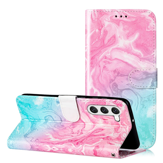 For Samsung Galaxy S25+ 5G Colored Drawing Marble Pattern Leather Phone Case(Pink Green Marble) - Galaxy S25+ 5G Cases by PMC Jewellery | Online Shopping South Africa | PMC Jewellery | Buy Now Pay Later Mobicred