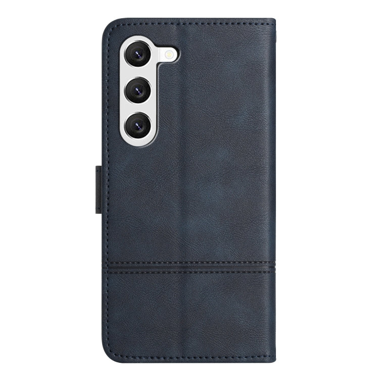 For Samsung Galaxy S25+ 5G Cowhide Texture Stitching Leather Phone Case(Dark Blue) - Galaxy S25+ 5G Cases by PMC Jewellery | Online Shopping South Africa | PMC Jewellery | Buy Now Pay Later Mobicred