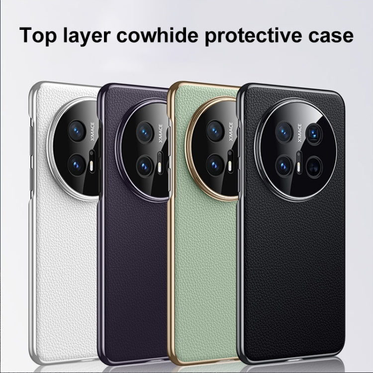 For Huawei Mate 70 Pro / 70 Pro+ Genuine Leather PC Phone Case(Orange) - Huawei Cases by PMC TechLife | Online Shopping South Africa | PMC TechLife | Buy Now Pay Later Mobicred