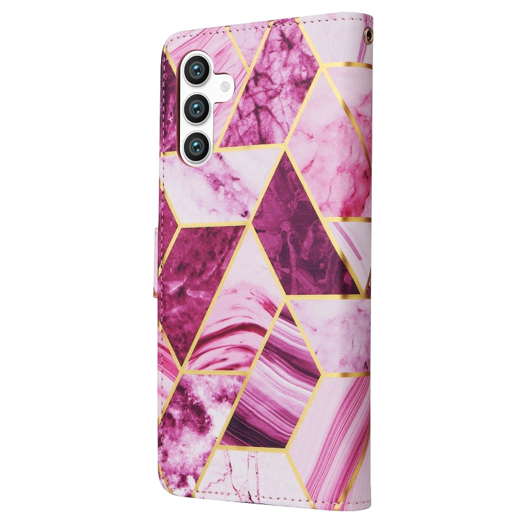 For Samsung Galaxy S25 5G Marble Bronzing Stitching Leather Phone Case(Purple) - Galaxy S25 5G Cases by PMC Jewellery | Online Shopping South Africa | PMC Jewellery | Buy Now Pay Later Mobicred