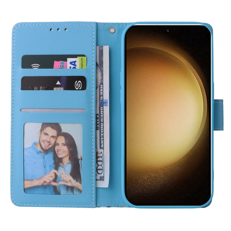 For Samsung Galaxy S25+ 5G Marble Bronzing Stitching Leather Phone Case(Blue) - Galaxy S25+ 5G Cases by PMC Jewellery | Online Shopping South Africa | PMC Jewellery | Buy Now Pay Later Mobicred