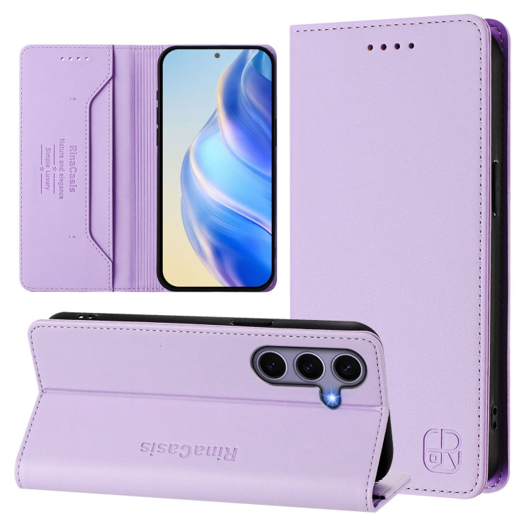 For Samsung Galaxy S24+ / S25+ 5G RC01 Dual-Folded Magnetic Suction RFID Leather Phone Case(Light Purple) - Galaxy S25+ 5G Cases by PMC Jewellery | Online Shopping South Africa | PMC Jewellery | Buy Now Pay Later Mobicred