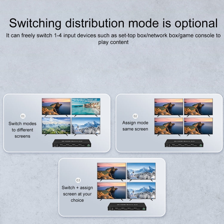 Measy MT4344 4K 30Hz 4 In 4 Out HDMI Matrix Switch Support Seamless Switching, AU Plug(Black) - free shipping - PMC TechLife - Order now!