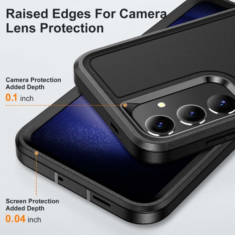 For Samsung Galaxy S24 / S25 5G Rugged PC Hybrid Silicone Phone Case with Holder(Black) - Galaxy S25 5G Cases by PMC Jewellery | Online Shopping South Africa | PMC Jewellery | Buy Now Pay Later Mobicred