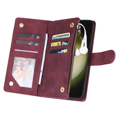 For Samsung Galaxy S25+ 5G Multifunctional Frosted Zipper Wallet Leather Phone Case(Wine Red) - Galaxy S25+ 5G Cases by PMC Jewellery | Online Shopping South Africa | PMC Jewellery | Buy Now Pay Later Mobicred