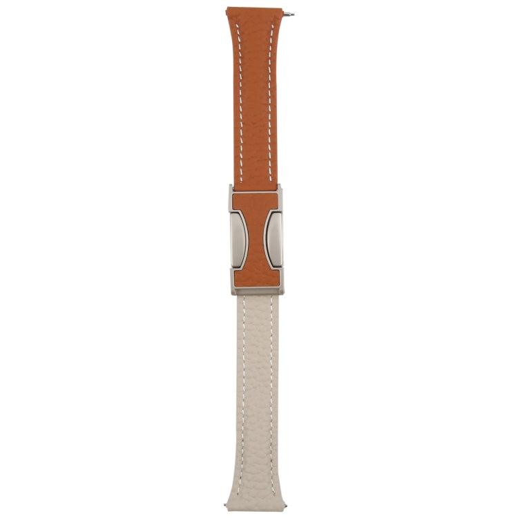 20mm Universal Slim Magnetic Buckle Genuine Leather Watch Band(Brown Light Grey) - free shipping - PMc TechLife - Order now!