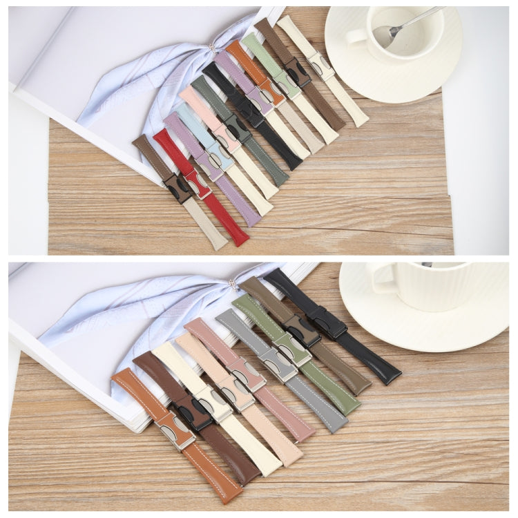 22mm Universal Slim Magnetic Buckle Genuine Leather Watch Band(Plain Weave Dark Grey) - free shipping - PMc TechLife - Order now!